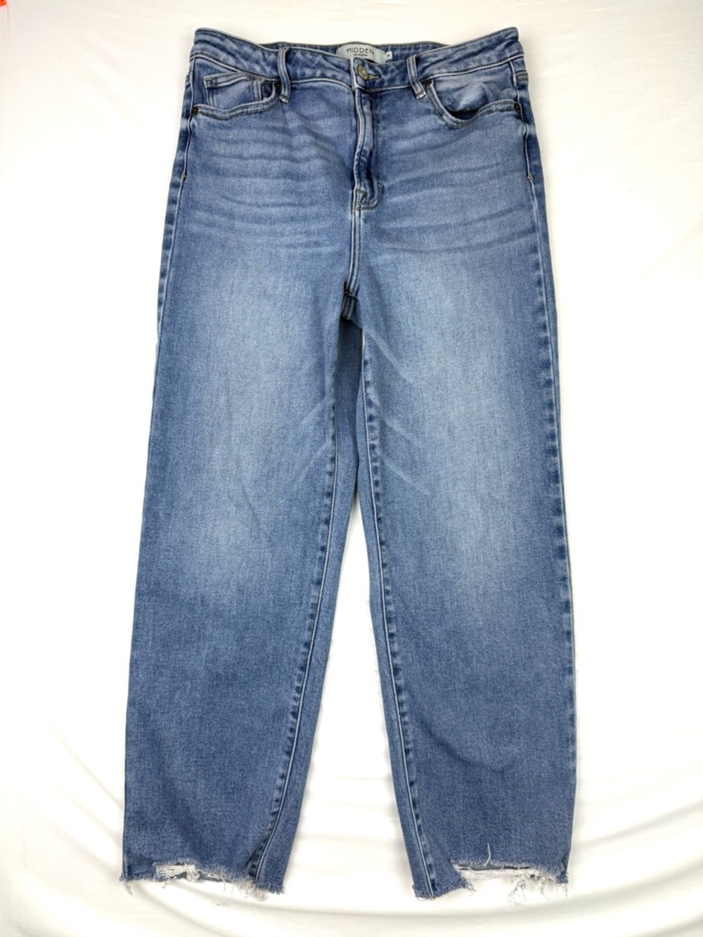 Hidden‎ High Waisted Straight Jean Raw Hem Stretch Women’s 31